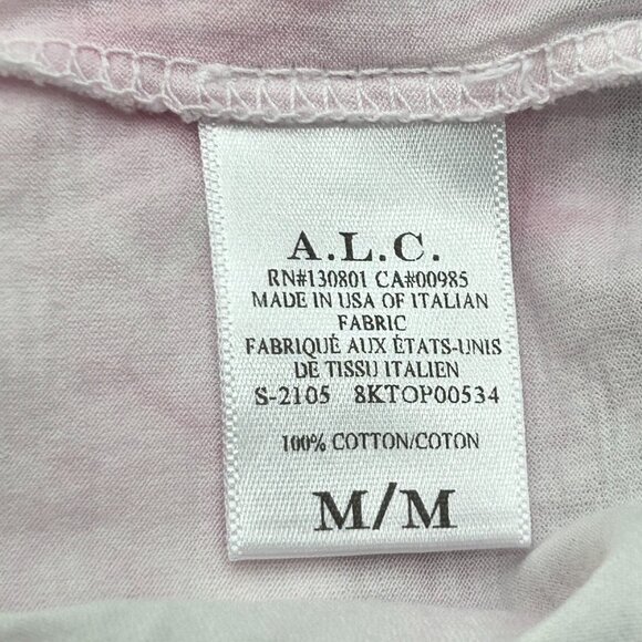 A.L.C. Oscar Pink White Tie Dye Cotton Short Sleeve Crewneck Casual Tee Size M - Picture 6 of 8